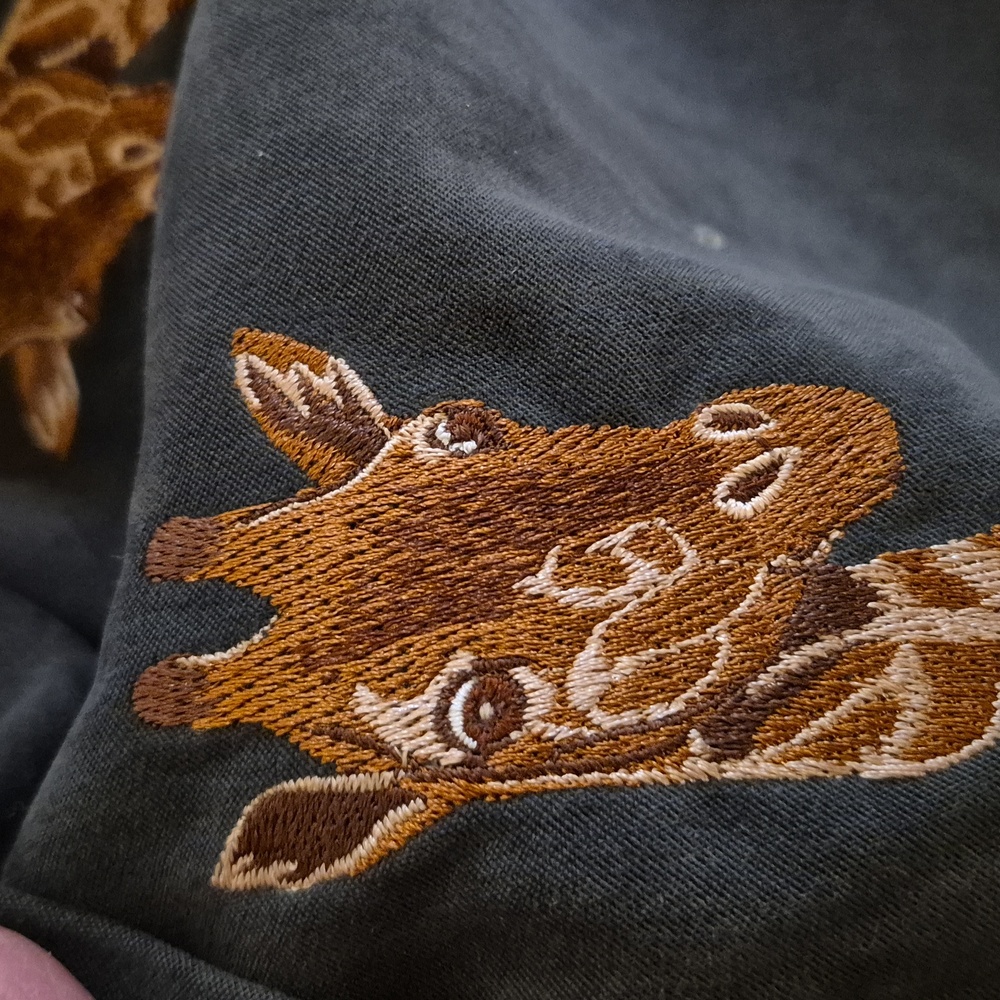 Quacker Factory Vintage Green Faux Suede Embroidered Giraffe Motif.(#1824) Sz.L. - Picture 14 of 15